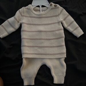 Carter's Cream and Gray Striped Kids Matching Set